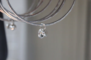 Sterling silver Bangle with sterling silver pebble charm