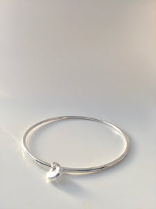 Sterling silver Bangle with sterling silver pebble charm