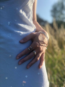 Sterling silver Bangle with sterling silver pebble charm