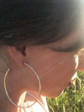Load image into Gallery viewer, Sterling silver forged Large Hoops