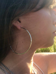 Sterling silver forged Large Hoops