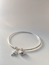 Load image into Gallery viewer, Sterling silver Bangle with sterling silver pebble charm