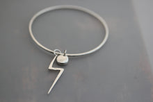 Load image into Gallery viewer, Sterling silver Bangle with sterling silver pebble charm